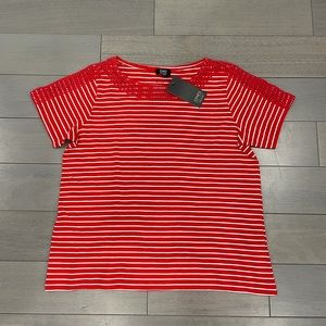 Jones New York Red & White Stripe top NWT XL